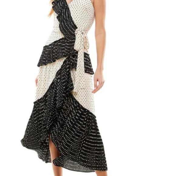 TCEC | NWOT | Sleeveless Polka Dot Wrap Midi Dress | M | Cream | CD02409 - Picture 3 of 4